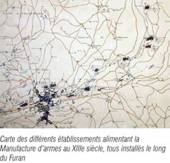 Carte des diffrents tablissements alimentant la Manufacture